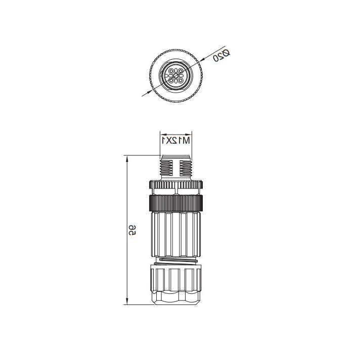 M12 5Pin, male straight, screw connection, 64F301 